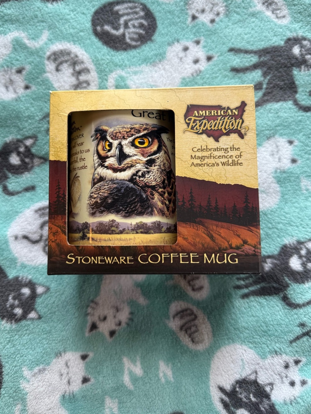 American Expedition Great Horned Owl 16 oz. Royal Norfolk Stoneware Mug